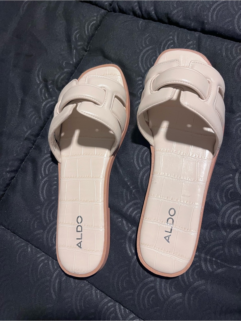 ALDO Women's Light Blush Croc-Embossed Slide Sandals